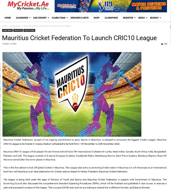 Cricket Mauritius