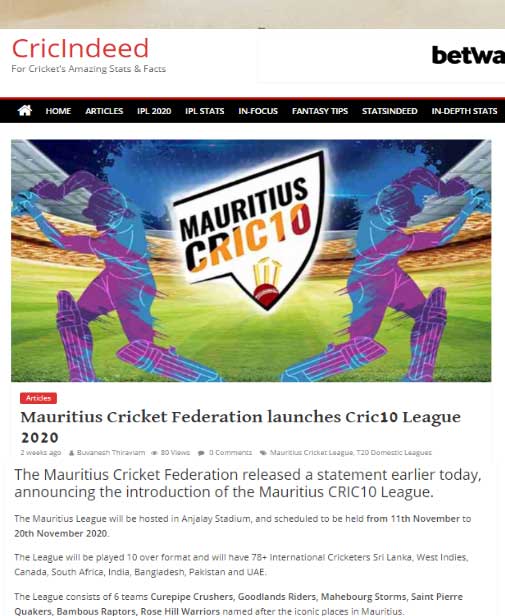 Mauritius cricket league
